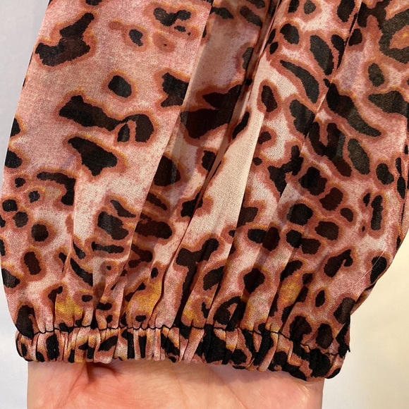 Anthropologie Floral Cut Out Midi Dress Brown Motif Brown animal print XSP NWT - Picture 9 of 17